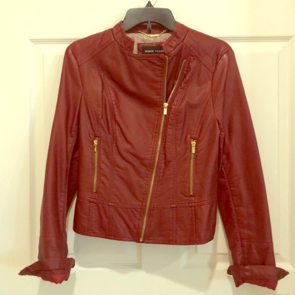 Black Rivet Maroon Leather Jacket